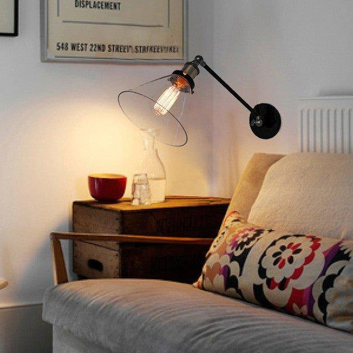 "Applique murale abat-jour cône en verre. Lampe de chevet style industriel rétro.-DWHOME"