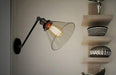 Glass Cone Shade Wall Light. Industrial Retro Styled Bedside Light. - DWHOME