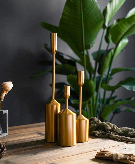 Gold Plated Candle Holder Set-DWHOME