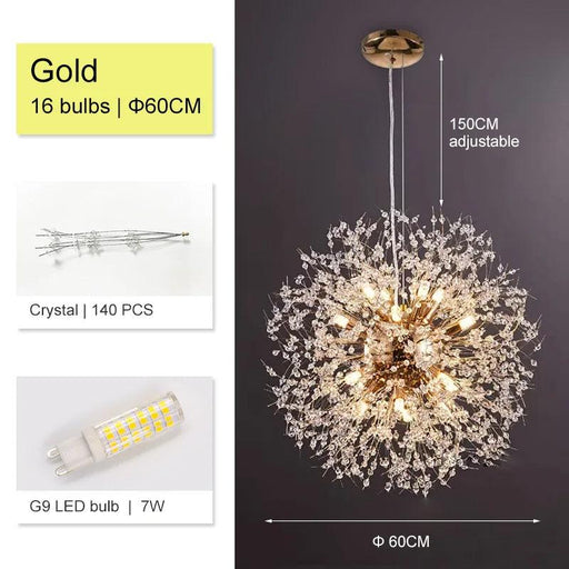 El Sol Crystal Dandelion Lighting Fixture-DWHOME
