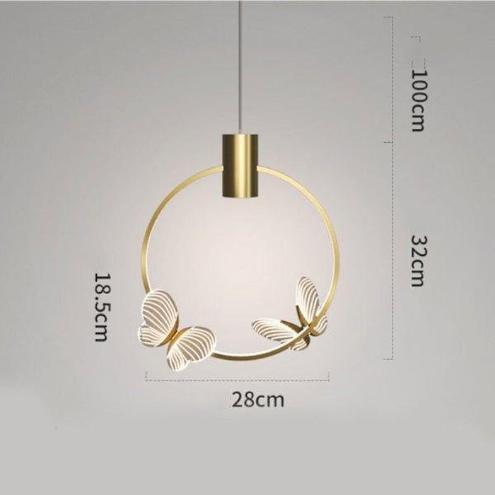 Golden Crystal Butterfly Pendant Light-DWHOME