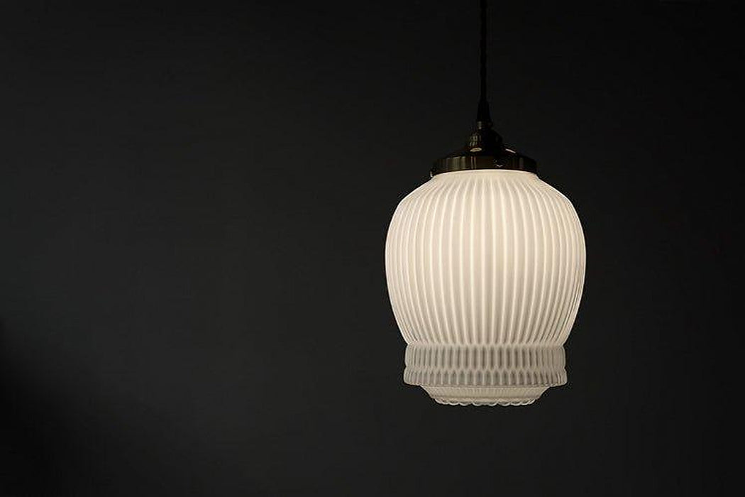 Greta fluted frosted glass mid century modern pendant light-DWHOME
