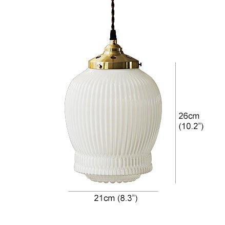 Greta fluted frosted glass mid century modern pendant light - DWHOME