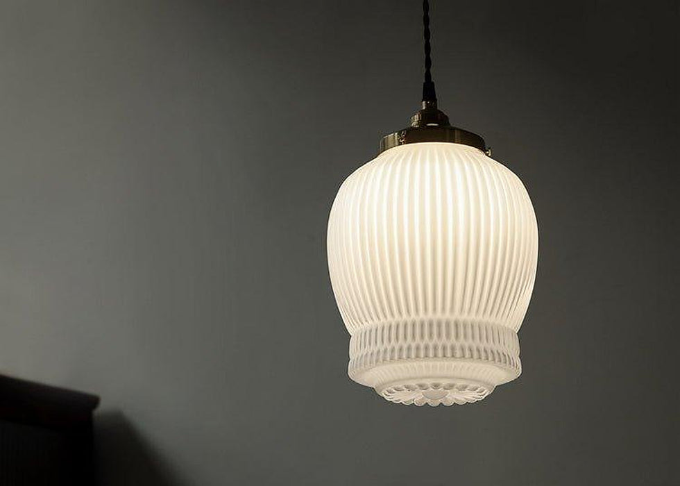 Greta fluted frosted glass mid century modern pendant light-DWHOME
