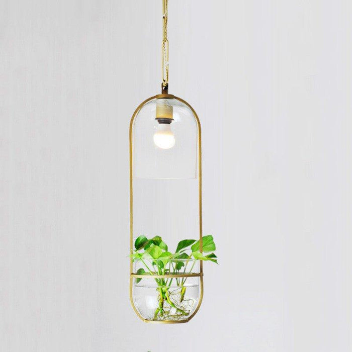 Hanging Plant Vase Brass Pendant Light - DWHOME