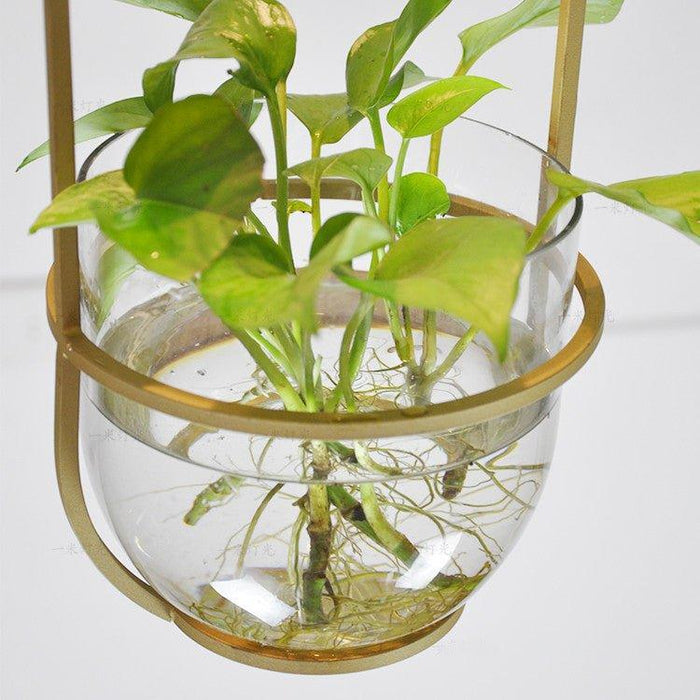 Hanging Plant Vase Brass Pendant Light - DWHOME