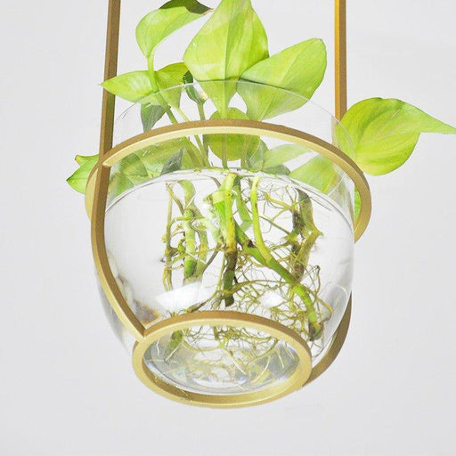 Hanging Plant Vase Brass Pendant Light-DWHOME