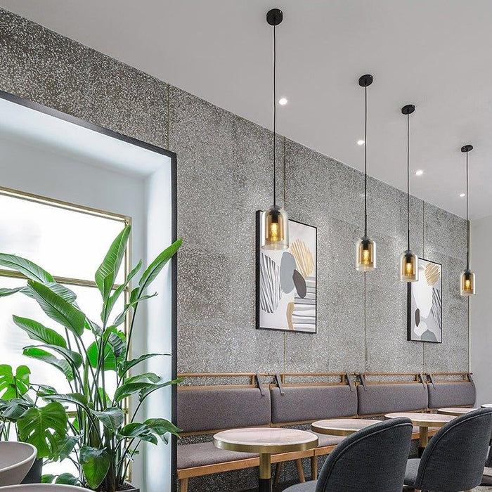 Harper Double Glass Shade Modern Minimalist Pendant Light - DWHOME