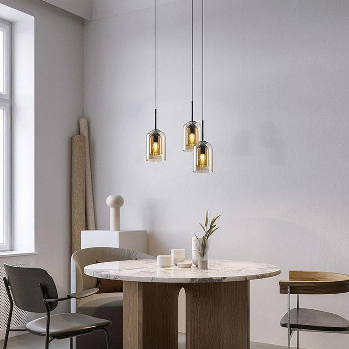 Harper Double Glass Shade Modern Minimalist Pendant Light - DWHOME