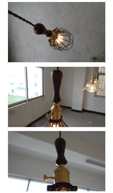 Hectar Industrial Loft Pendant Light With Wooden Handle - DWHOME