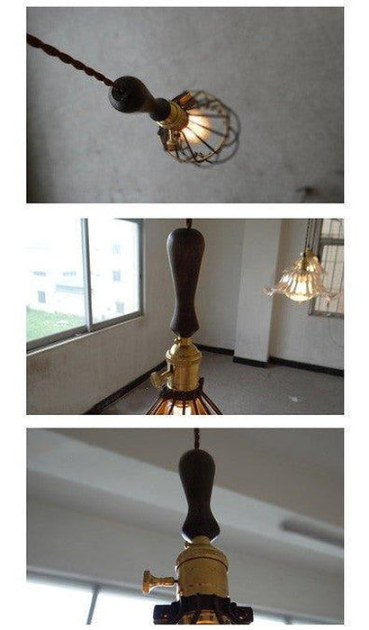 Hectar Industrial Loft Pendant Light With Wooden Handle-DWHOME
