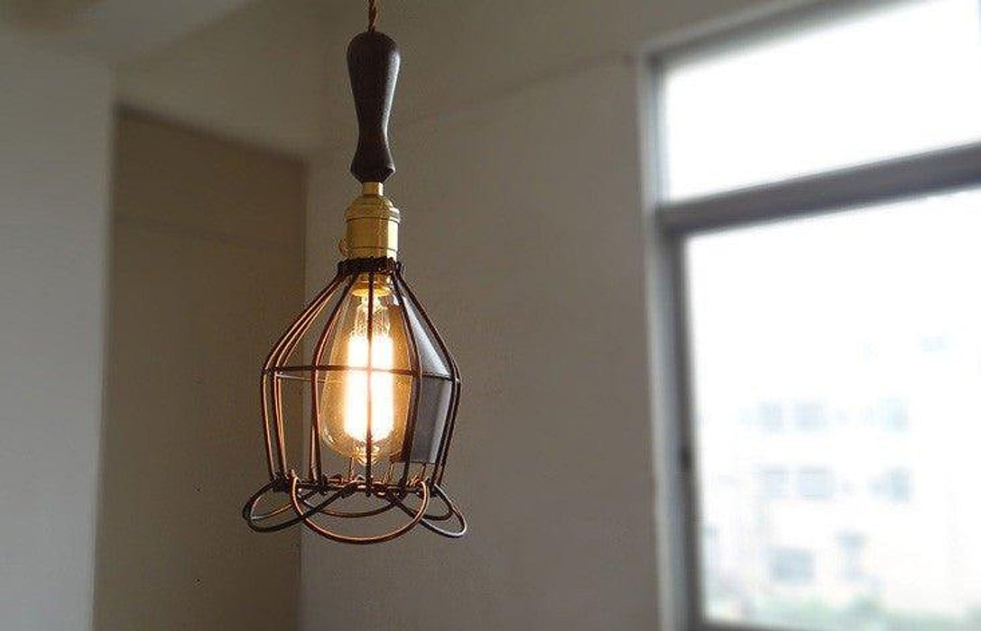 Hectar Industrial Loft Pendant Light With Wooden Handle-DWHOME