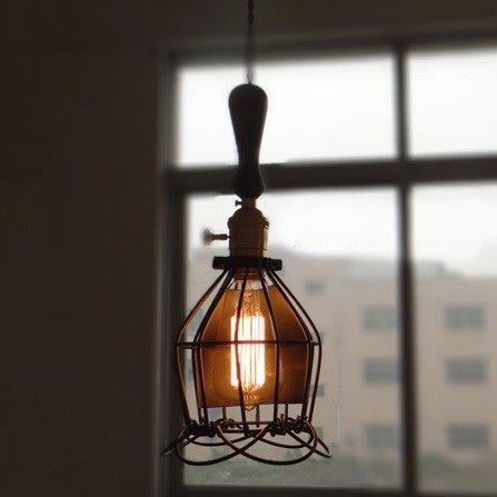 Hectar Industrial Loft Pendant Light With Wooden Handle - DWHOME