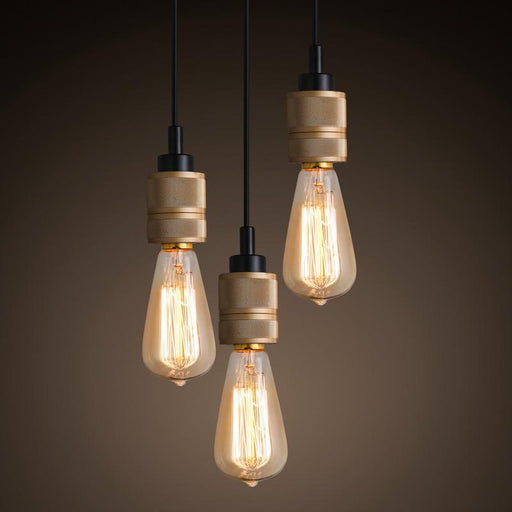Hooked Brass 3 Bulb Cluster Pendant Light - DWHOME
