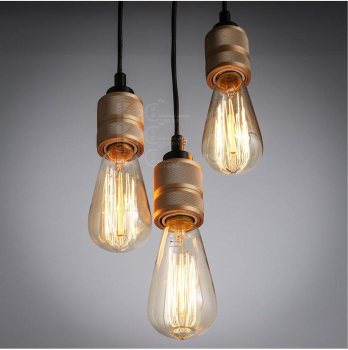 Hooked Brass 3 Bulb Cluster Pendant Light - DWHOME