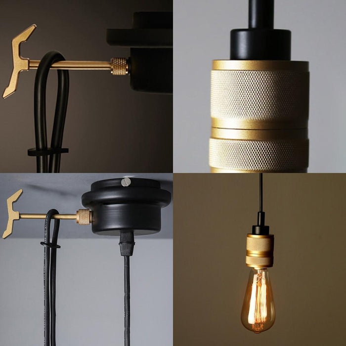 Hooked Brass 3 Bulb Cluster Pendant Light - DWHOME