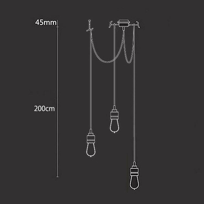 Hooked Brass 3 Bulb Cluster Pendant Light - DWHOME