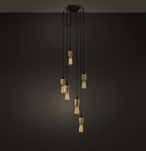 Hooked Brass 6 Bulb Cluster Pendant Light-DWHOME