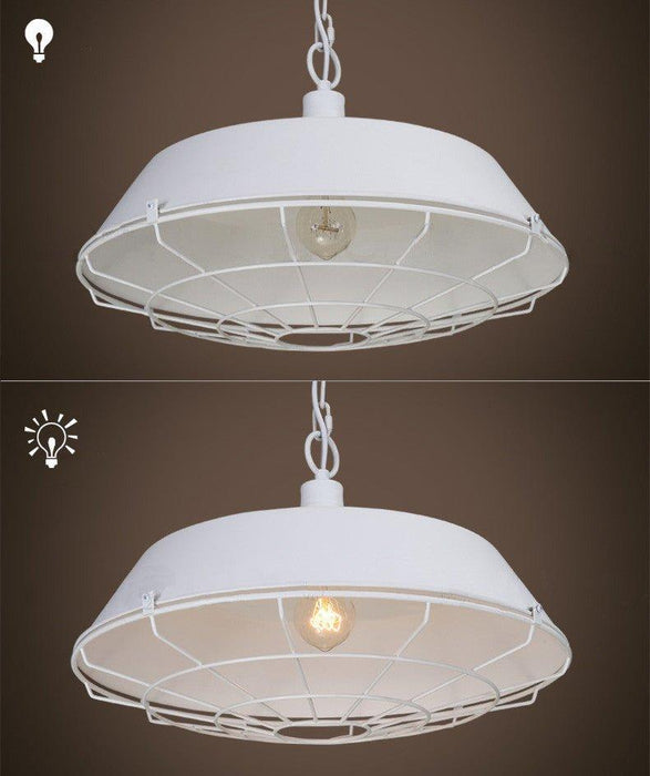 Industrial Pendant Light Cage - White - DWHOME