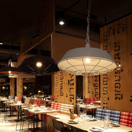 Industrial Pendant Light Cage - White-DWHOME