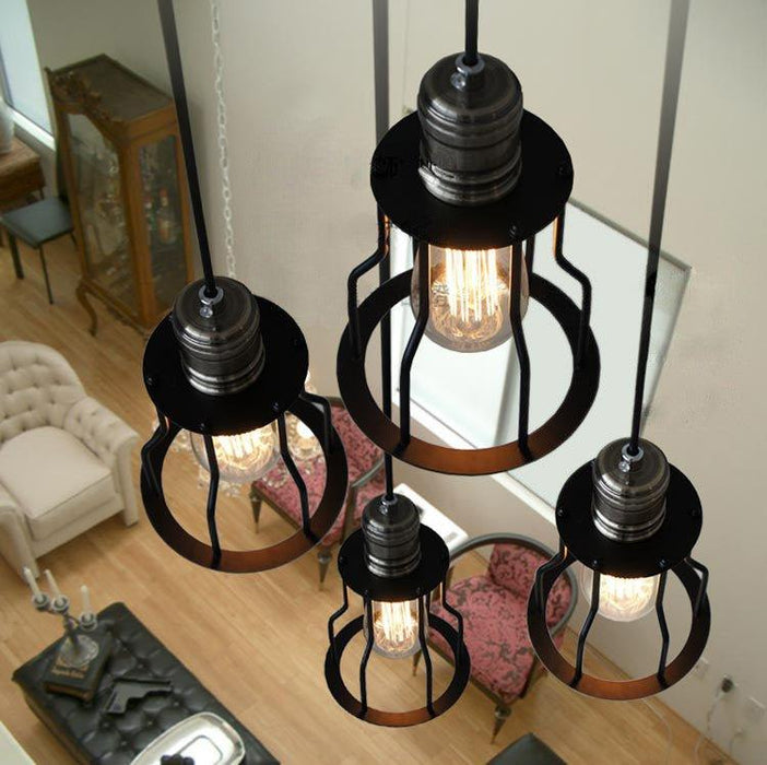 Industrial Wire Cage 6 Bulb Pendant Light - DWHOME