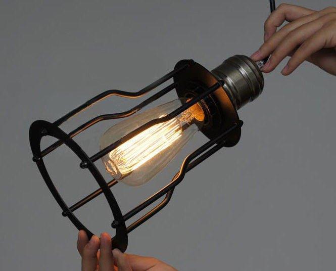 Industrial Wire Cage 6 Bulb Pendant Light - DWHOME