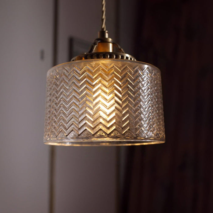 Jaipur Fluted Dome Glass With Brass Fitting Art Deco Pendant Light - DWHOME