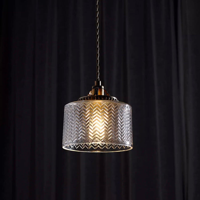 Jaipur Fluted Dome Glass With Brass Fitting Art Deco Pendant Light - DWHOME