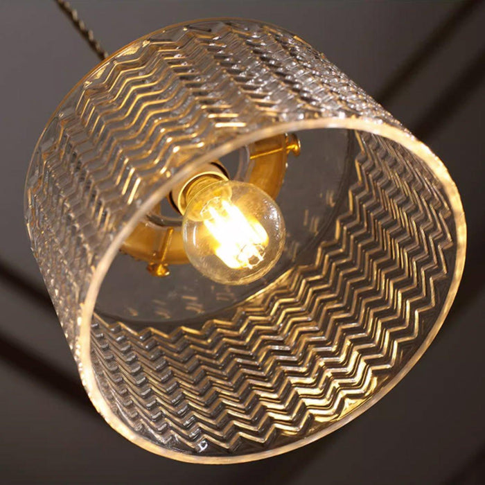 Jaipur Fluted Dome Glass With Brass Fitting Art Deco Pendant Light - DWHOME