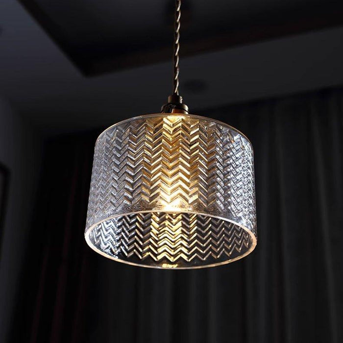 Jaipur Fluted Dome Glass With Brass Fitting Art Deco Pendant Light - DWHOME