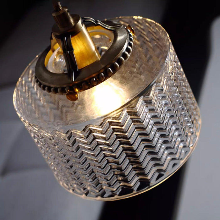 Jaipur Fluted Dome Glass With Brass Fitting Art Deco Pendant Light - DWHOME