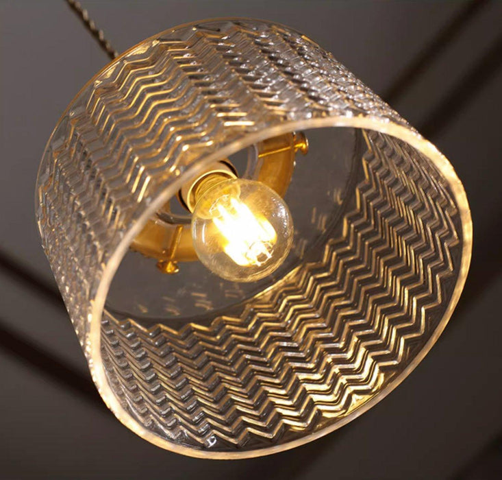 Jaipur Fluted Dome Glass With Brass Fitting Art Deco Pendant Light - DWHOME