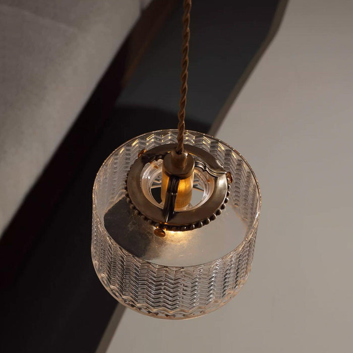 Jaipur Fluted Dome Glass With Brass Fitting Art Deco Pendant Light - DWHOME