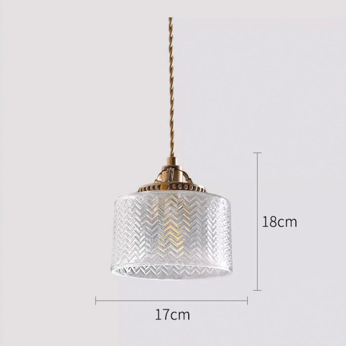Jaipur Fluted Dome Glass With Brass Fitting Art Deco Pendant Light - DWHOME