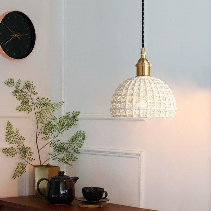 Japanese Style Woven Ceramic Pendant Light - DWHOME