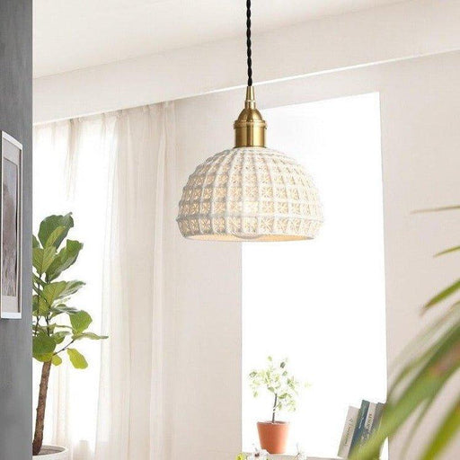 Japanese Style Woven Ceramic Pendant Light-DWHOME