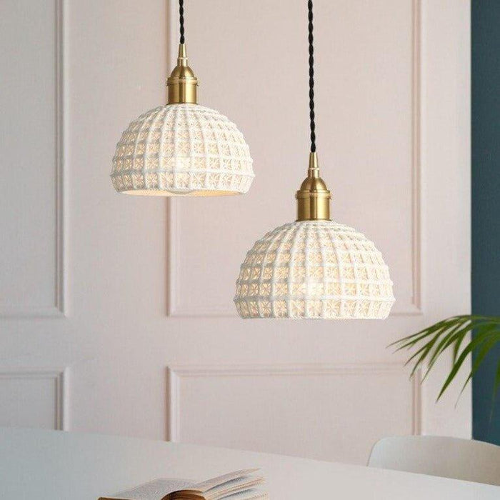 Japanese Style Woven Ceramic Pendant Light - DWHOME