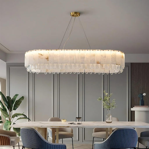 Natural Marble & Crystal Dining Room Chandelier-DWHOME