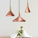 Kopar Minimalist Copper Brass Coloured Shade And Wooden Pendant Light - DWHOME