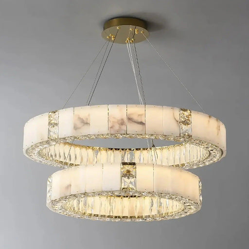 Natural Marble & Crystal Modern Ceiling Light Fixture-DWHOME
