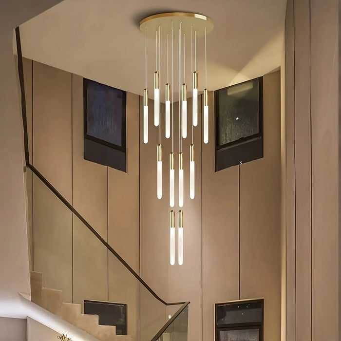 Villa Forci Duplex Staircase Foyer Chandelier, Gold-DWHOME