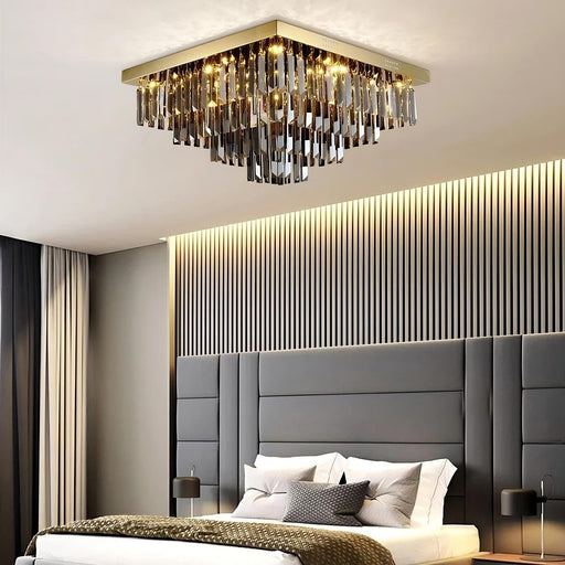 Gio Smoke Grey Crystal Ceiling Chandelier-DWHOME