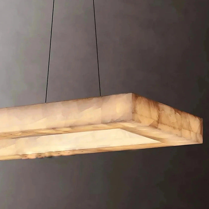 Moonshade Natural Marble Rectangular Chandelier-DWHOME