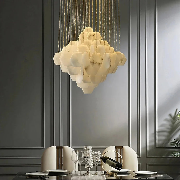 Moonshade Natural Marble Modern Chandelier-DWHOME