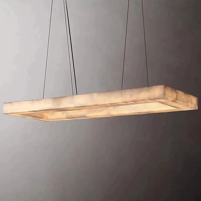 Moonshade Natural Marble Rectangular Chandelier-DWHOME