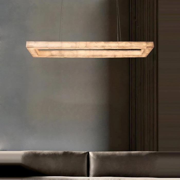 Moonshade Natural Marble Rectangular Chandelier-DWHOME