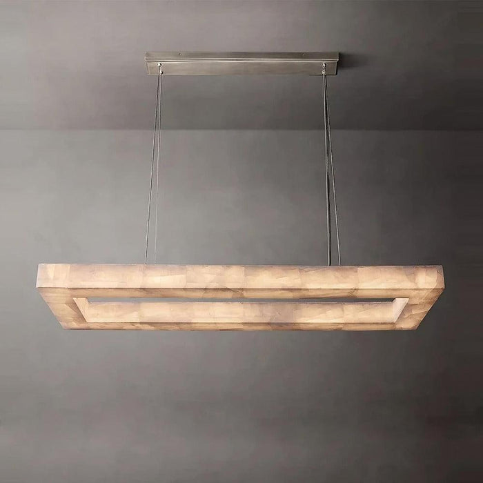 Moonshade Natural Marble Rectangular Chandelier-DWHOME