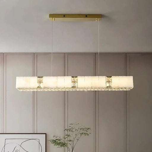 Natural Marble & Crystal Ceiling Chandelier-DWHOME
