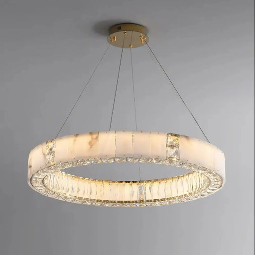 Natural Marble & Crystal Ceiling Chandelier-DWHOME