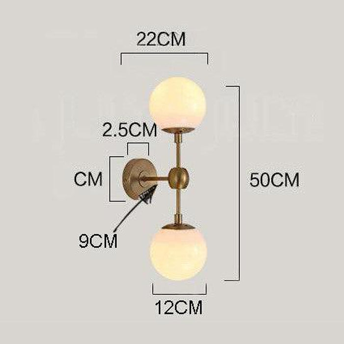 Ritz Duo Brass Fitting Milky White Glass Shade Wall Light-DWHOME